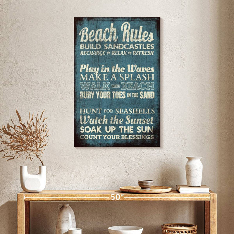 " Beach Rules " by Charles B, 36" H x 24" W x 1.25" D