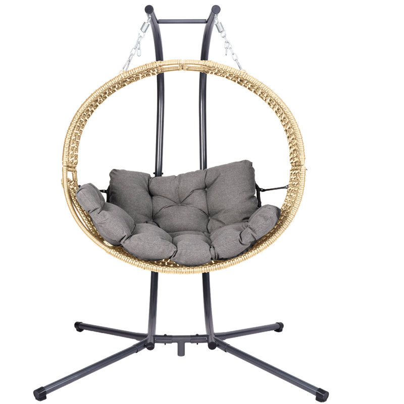 Double fauteuil à œufs suspendu avec support pour l'extérieur