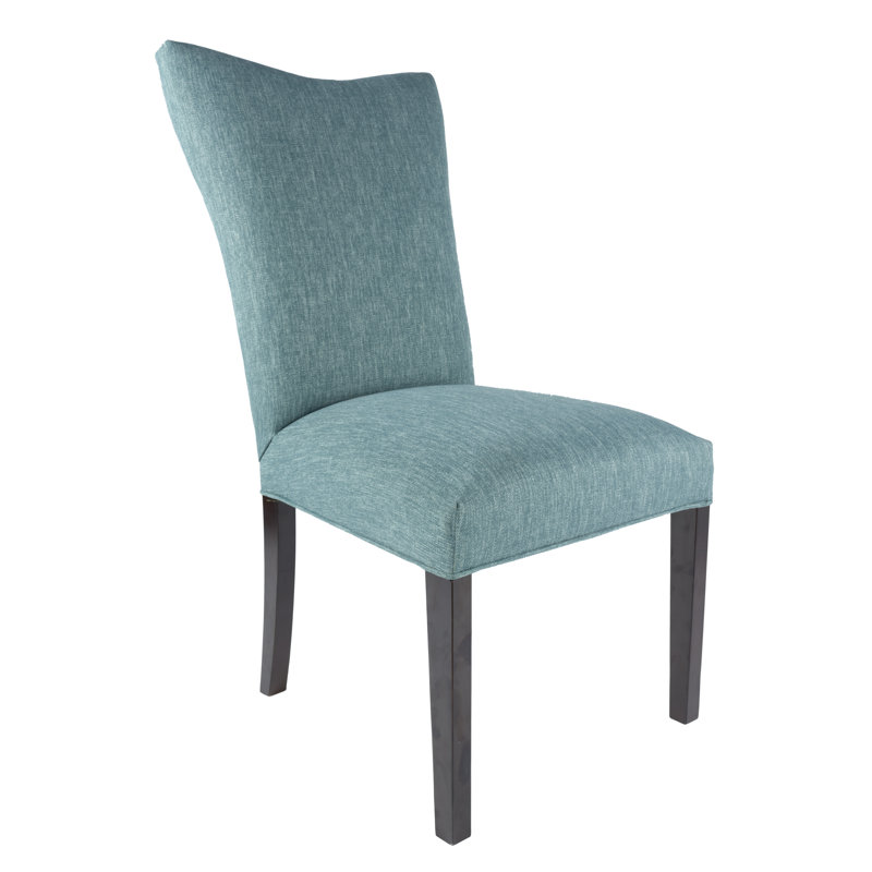 Hilley Spring Seating Double Dow Upholstered Parsons Chair, Espresso, Teal
