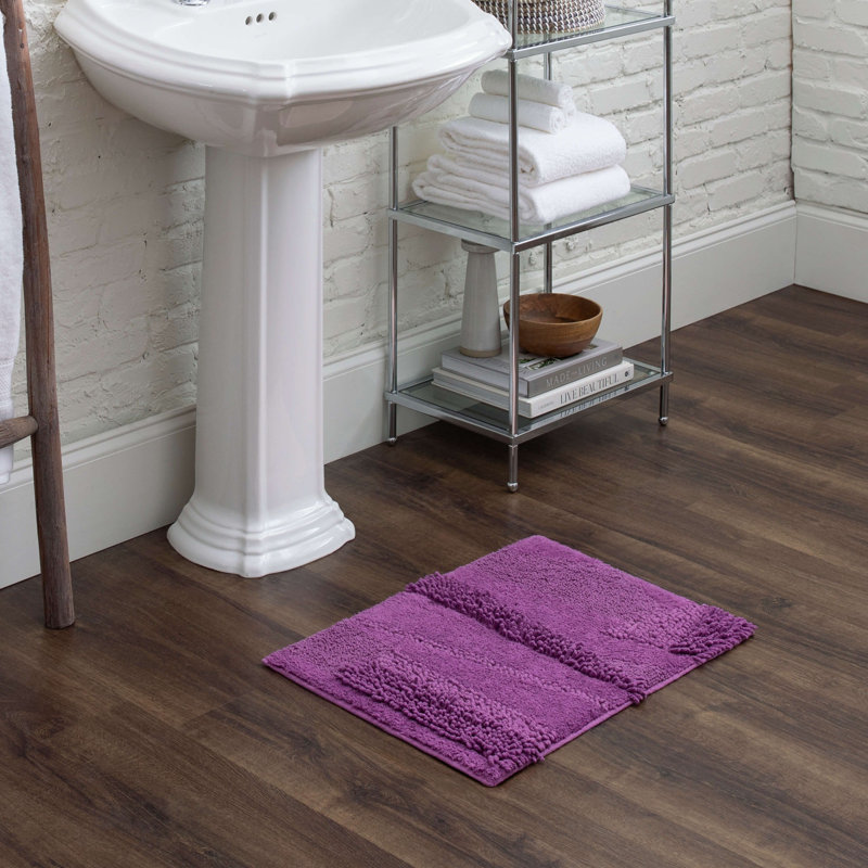 Laverne High/Low Stain/Fade Resistant Non-Slip Machine Washable Bath Mat, 17" W x 24" L, Fiesta Violet
