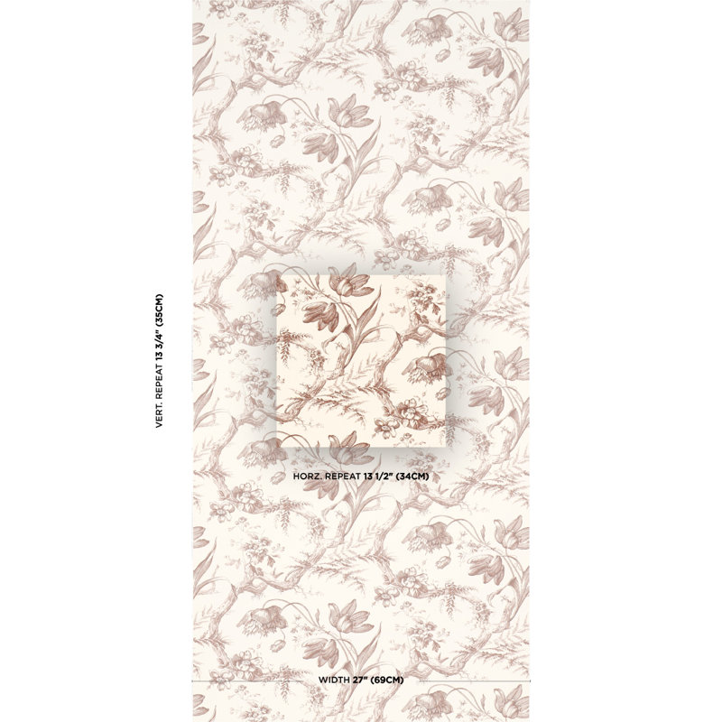 Toile De Fleurs Wallpaper, Fawn