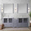 Ensemble de meuble-lavabo double avec armoire latérale, comptoir en céramique et robinet