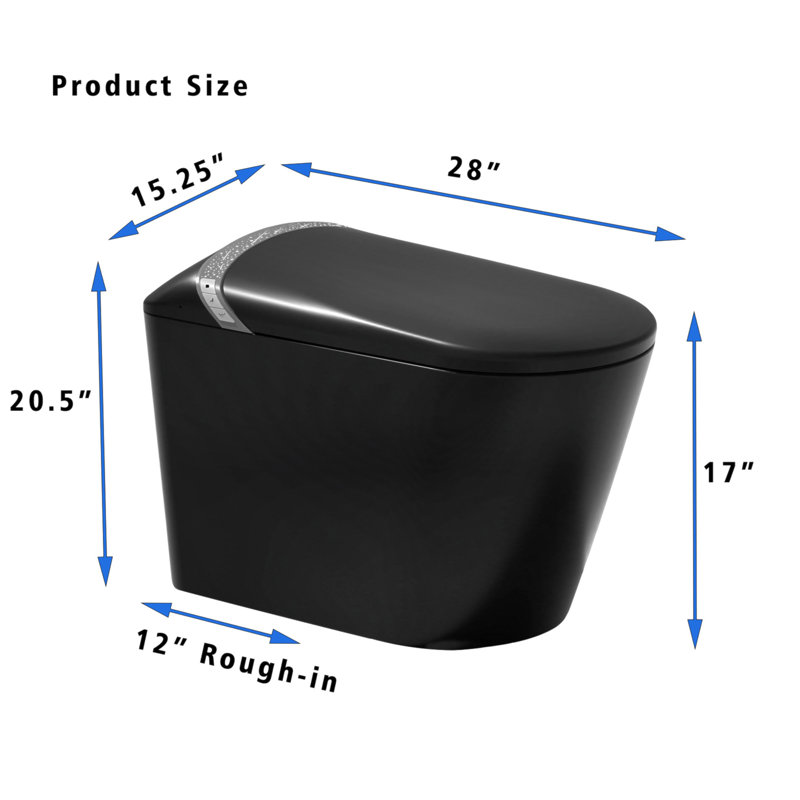 Toilette intelligente Starry Night Light avec bidet intégré, conception moderne pour la salle de bain, siège à ouverture / fermeture automatique, capteur de pied, affichage à DEL, veilleuse, eau chaude et sécheuse