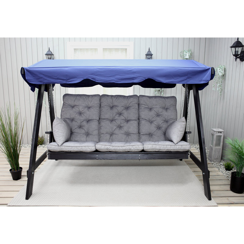 Youngs 3 - Person Hanging Porch Swing and Cushions, Dark Coffee, Black