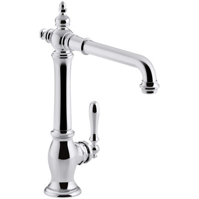 Artifacts Single-Hole Kitchen Sink Faucet with 13-1/2-in Swing Spout, Victorian Spout Design
