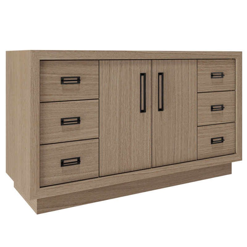 Avalon Single Extra Wide Bath Vanity, Natural Weathered, Matte Black, 60"