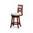 30" Bar Height X-Back Swivel Stool, Cherry Finish, Beige Fabric Seat-1733847507