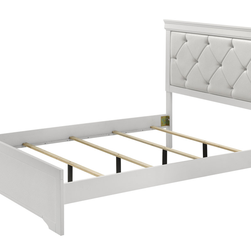 Mobilier de chambre à coucher moderne à panneau de lit tapissier en forme de cristal capitonné à boutons, Complète