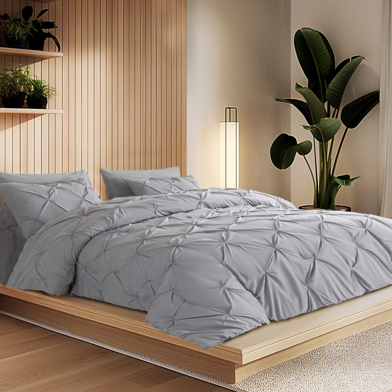 Cotton Standard Duvet Cover, Queen Duvet Cover + 2 Standard Pillowcases, Blue Yellow/Light Gray