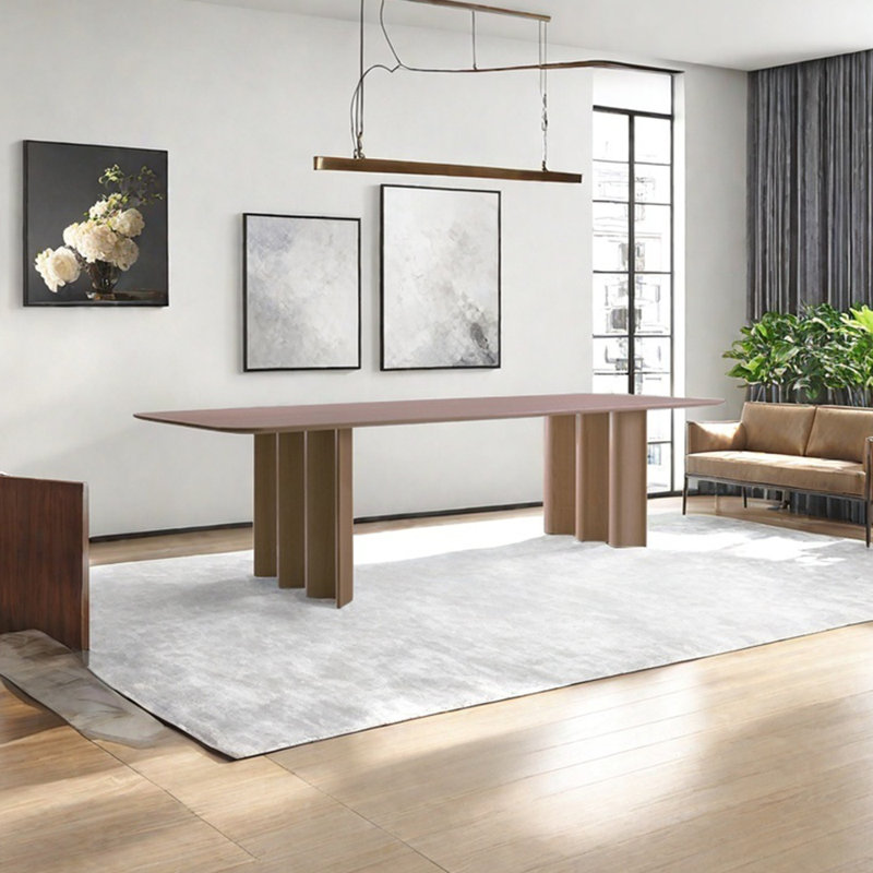 Table de salle à manger en frêne, H 29,53 po x L 78,74 po x l 37,4 po, Taupe