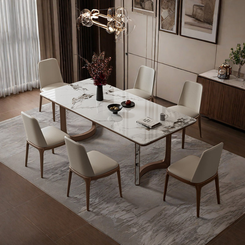 Table et chaises de salle à manger moderne et simple de luxe, H 29,52 po x L 70,86 po x l 35,43 po