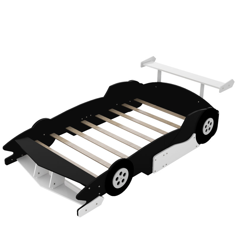 Lit plateforme avec tablettes de rangement Meridian Race Car, Plein, Noir