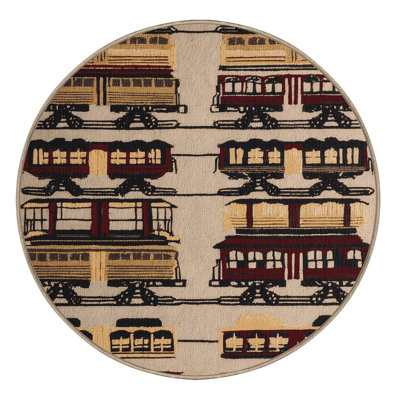 Machine Washable Transportation Brown Area Rug