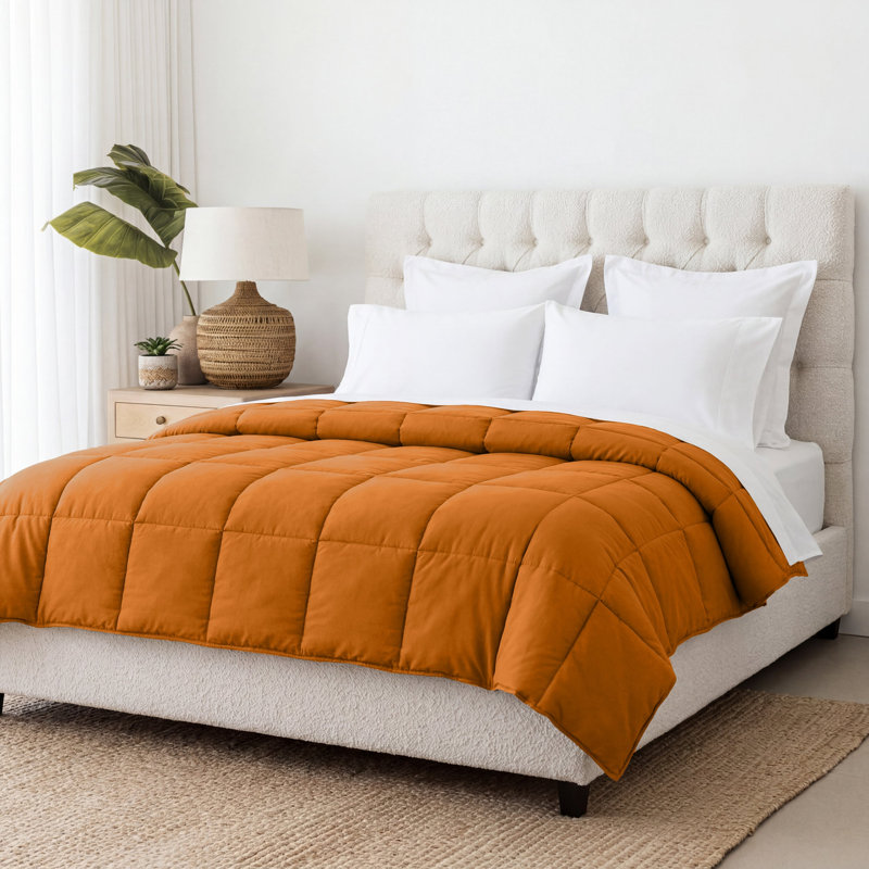Grand Down All-Season Reversible Down Alternative Comforter-Plush & Hypoallergenic, Dusty Orange, Queen Comforter