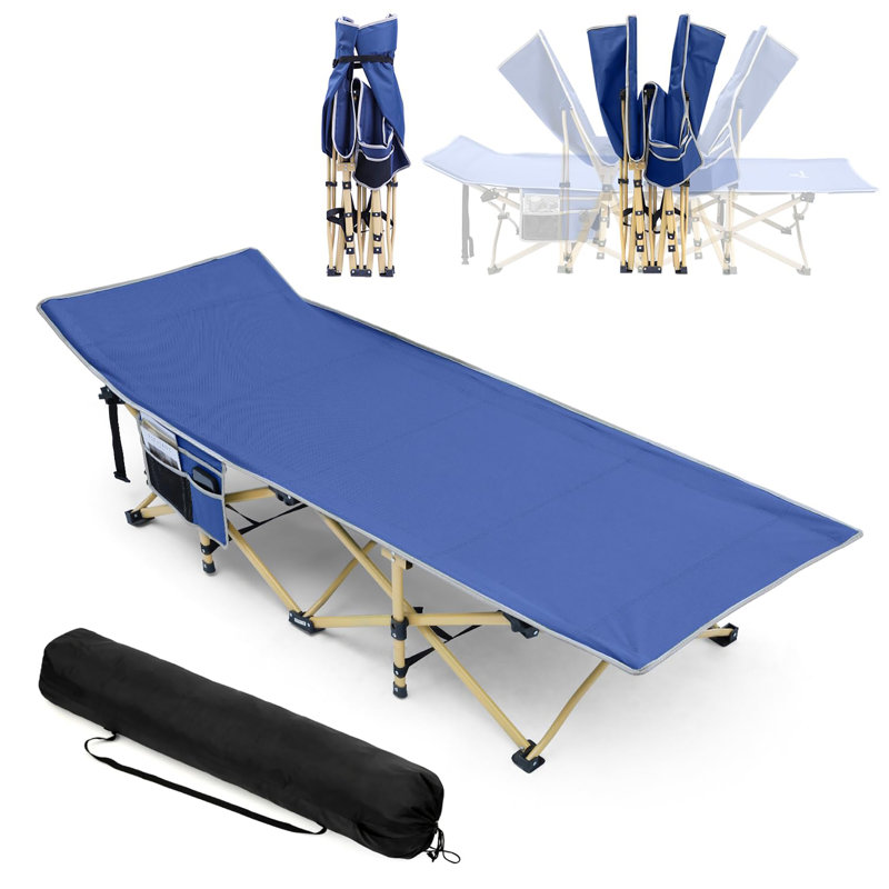 Lits de camping pliables à double couche 1200D Oxford pour adultes, Bleu marine