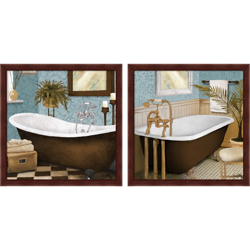 Afternoon Bath Mahogany Framed Canvas Prints Set