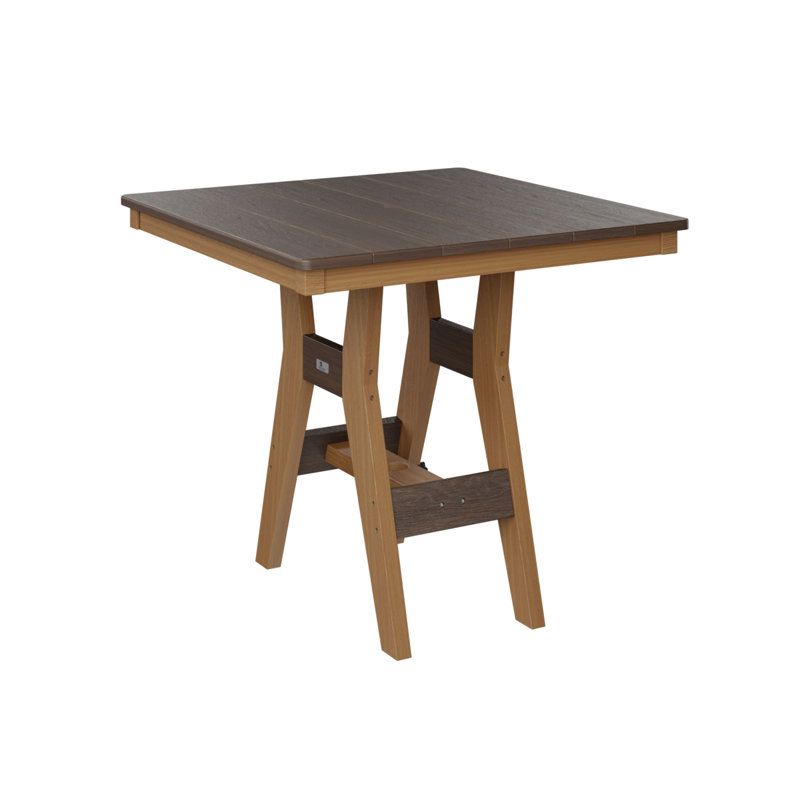 Table carrée à hauteur de comptoir 33 po Berlin Gardens Harbor, H 35,5 po x l 33 po x P 33 po, Imbuia, Teck naturel