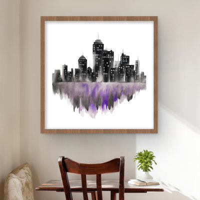 Mauve, aquarelle, paysage urbain - reproduction encadrée mate pour la décoration
