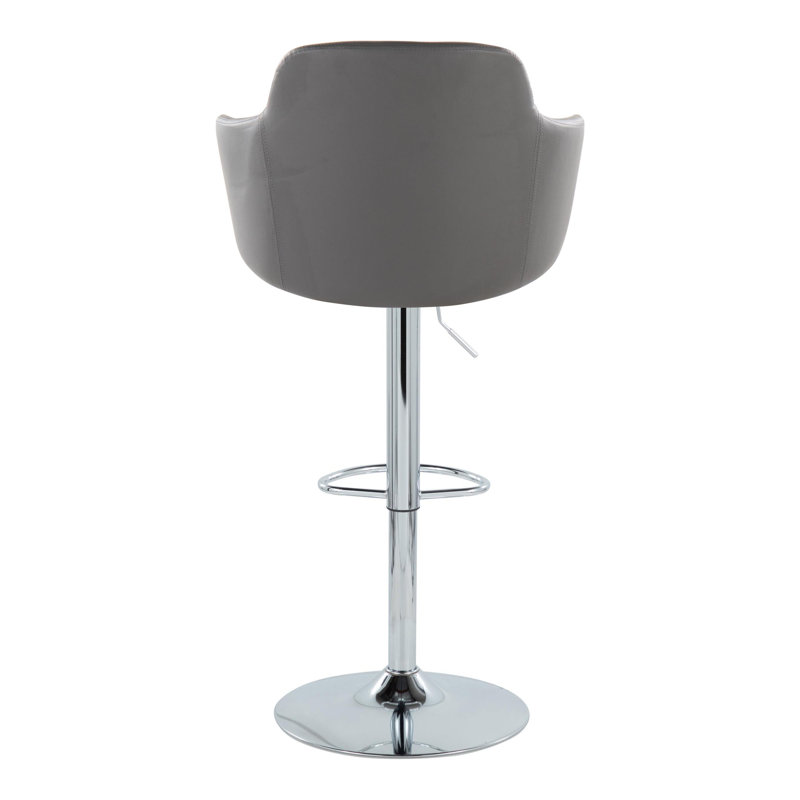 Boyne Gray Faux Leather Adjustable Swivel Bar Stool Set