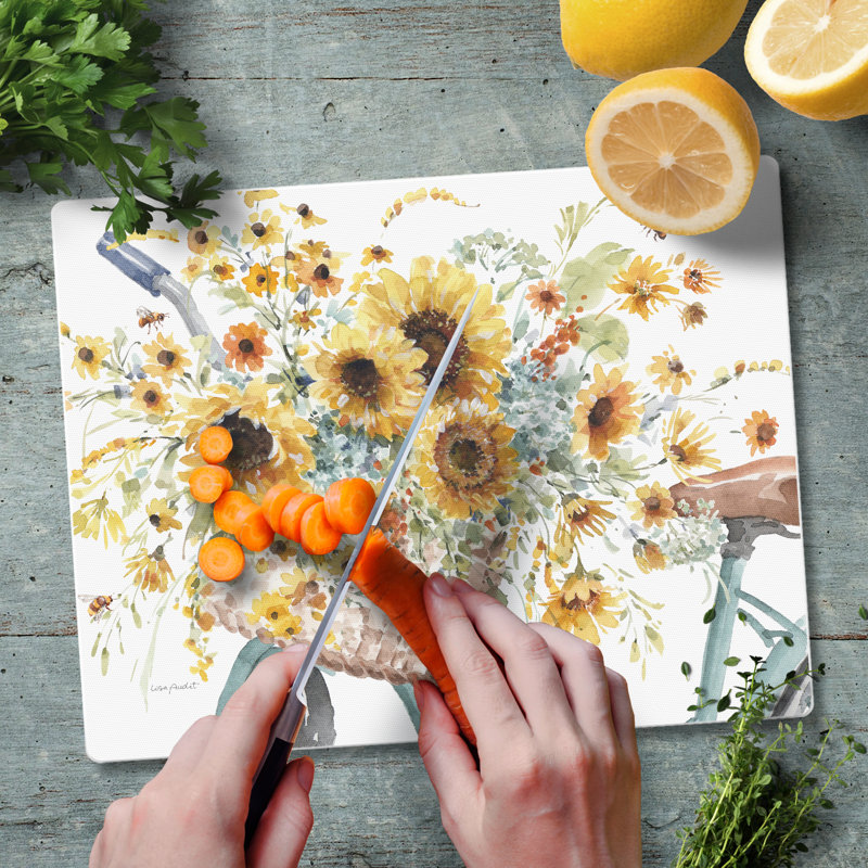Sunflowers Forever Tempered Glass Rectangular Cutting Board