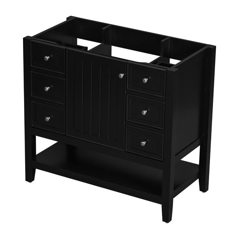Meuble-lavabo 36 po noir - base d'armoire moderne à 1 et 3 tiroirs moderne et fixe