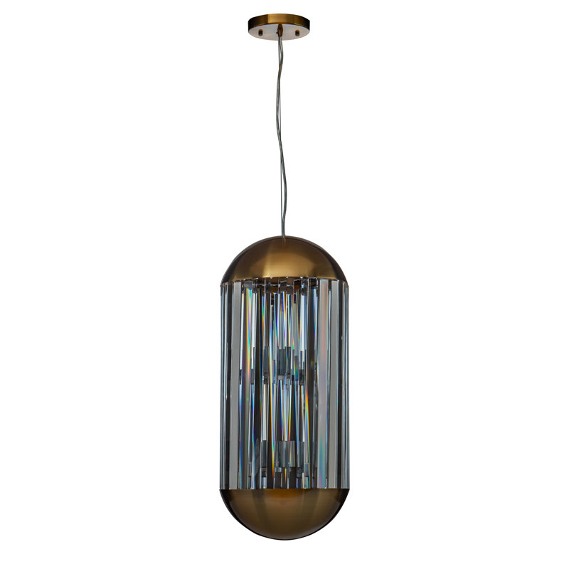 Stone 6 - Light Crystal Pendant, 170cm H x 30cm W x 30cm D, Polished Brass