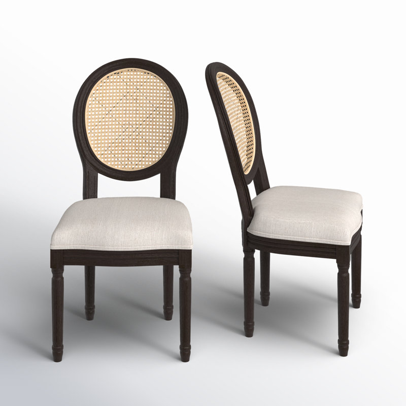 Kandy 19.5'' H Upholstered Cane Back Side Chair, Beige