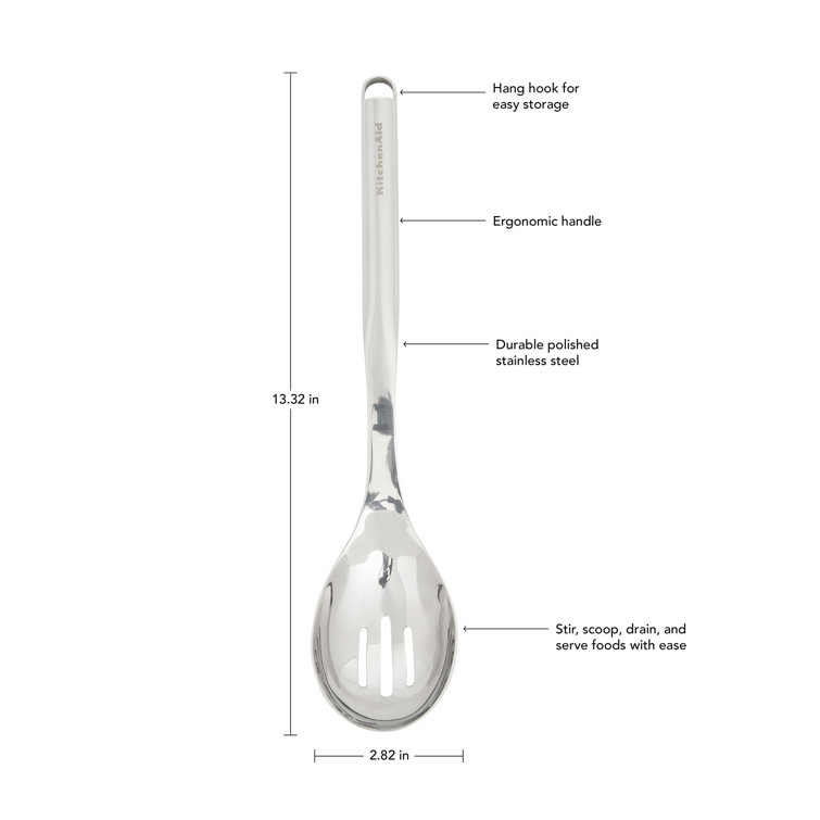 KitchenAid Premium Slotted Spoon with Hang Hook, 13.3-inch, Stainless Steel