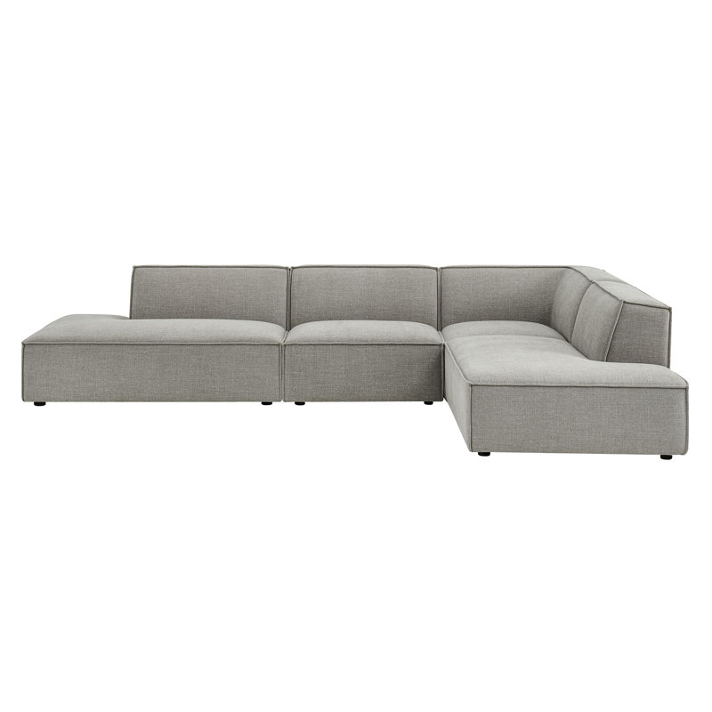 Canapé modulaire rembourré sans accoudoirs en étain en tissu performance L 4 pièces Bange, Tissu étain