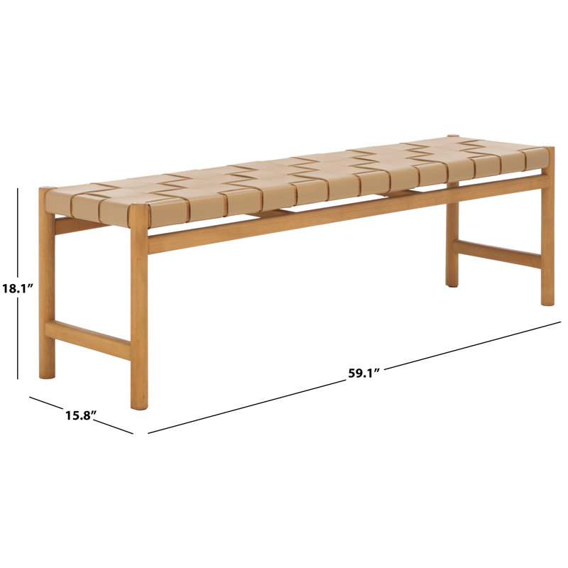 Devnie Woven Leather Bench, Tan, Natural