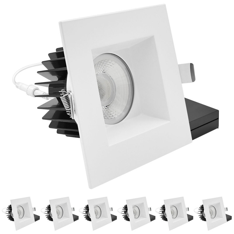 Luminaire encastré DEL 5 pouces LUXRITE, régressé avec garniture carrée blanche, 22 W, 1800LM, 5CCT, faisceau 60 °, intensité variable, Twist-N-Lock, CRI90, ETL