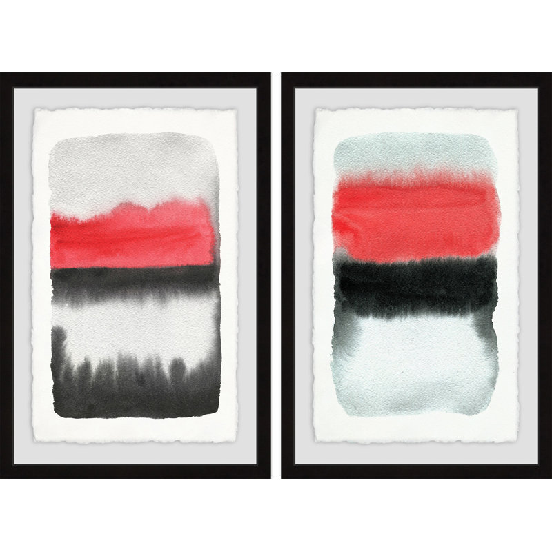 Noir et rouge Diptyque - ensemble de 2 reproductions de cadres photo, H 12 po x l 8 po x L 1,5 po