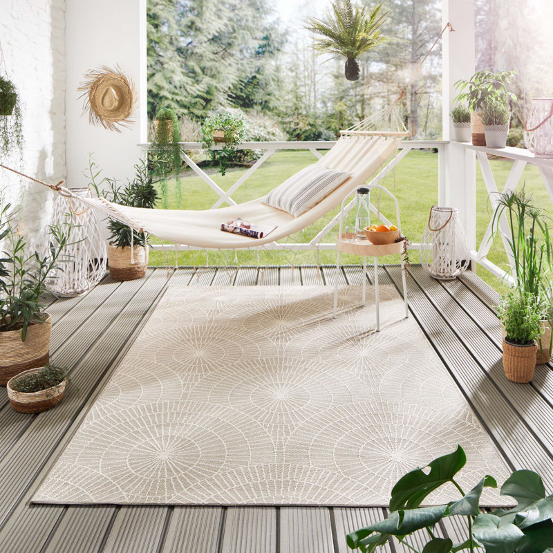 Kocher Geometric Machine Woven Flatweave Indoor / Outdoor Area Rug, Rectangle 240 x 290cm