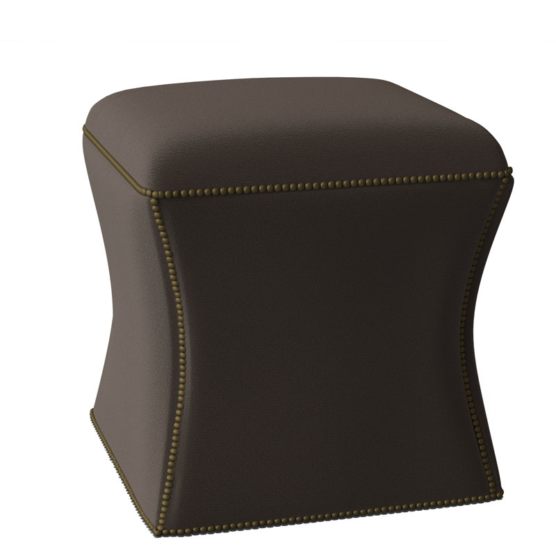 Roscoe 20" Cocktail Ottoman, Brass, Light Grey Leather 202-010
