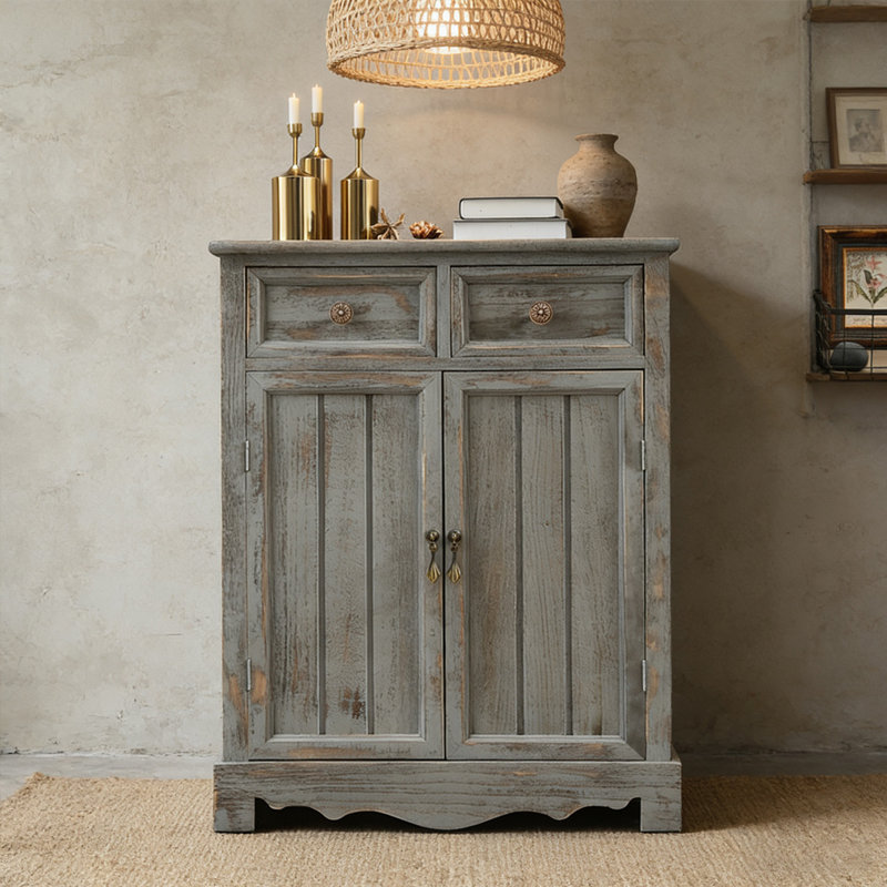 Banc de rangement pour chaussures en bois massif gris clair, Gris clair