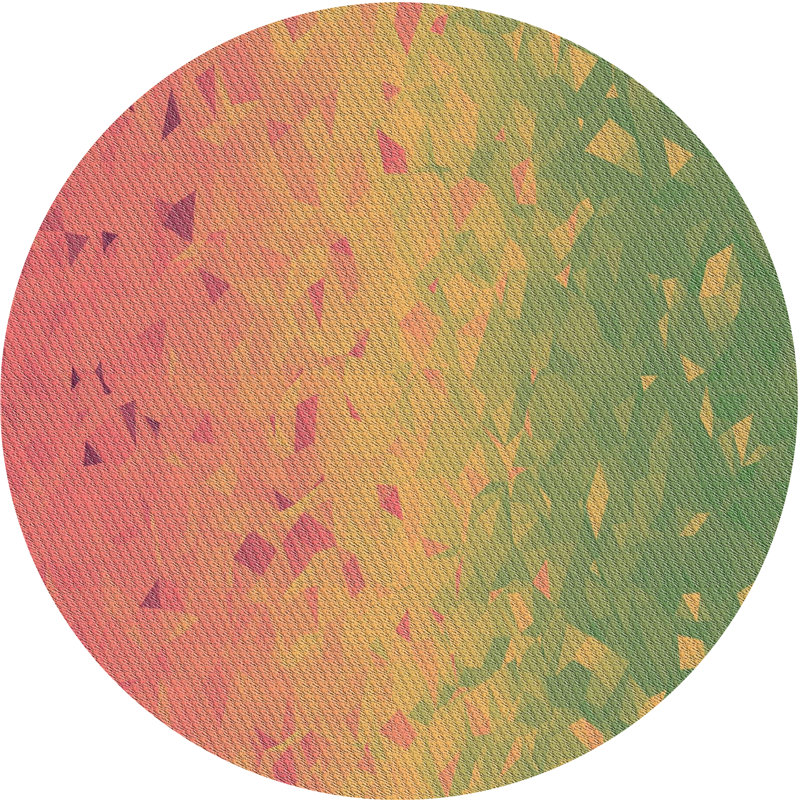 Vert abstrait/jaune/Tapis décoratif rose, Rond 6 pi