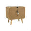 Table de chevet 2 tiroirs avec deux ports USB, bois de frêne clair