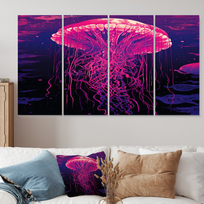 Revilla - Jellyfish Wall Art For Living Room 4 Piece