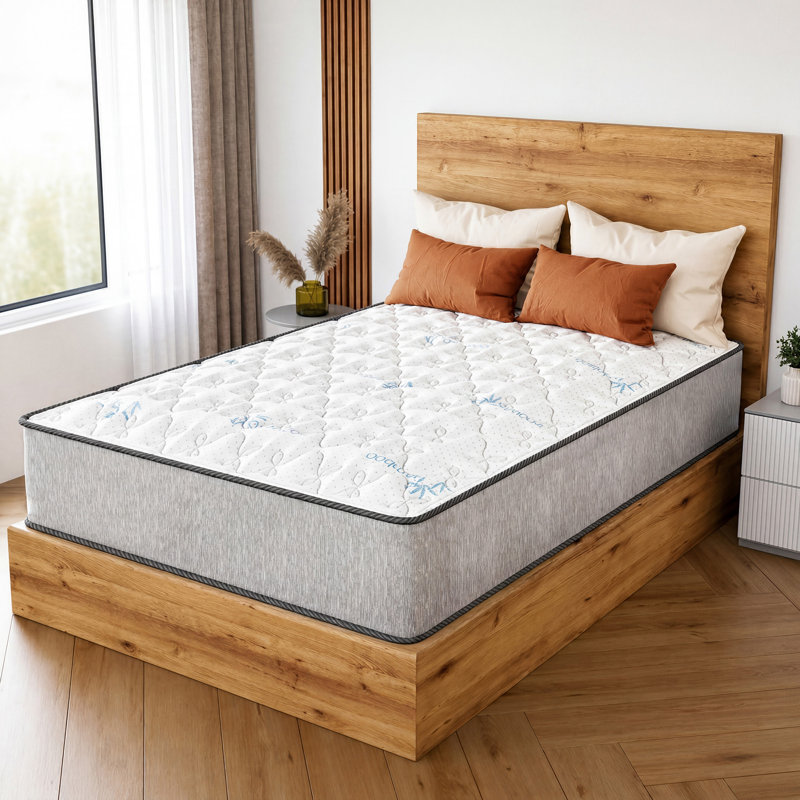 10-Inch Medium Plush Pillowtop Innerspring Mattress, Queen, Mattress + High Profile Box Spring