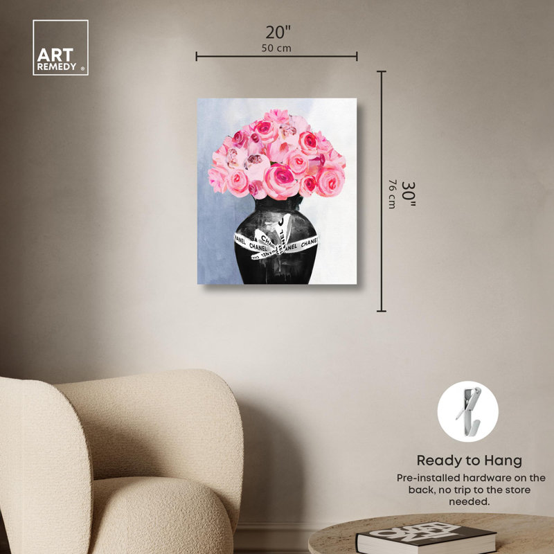 Art mural sur toile Black Vase Full Scent, Toile tendue, H 30 po x l 20 po