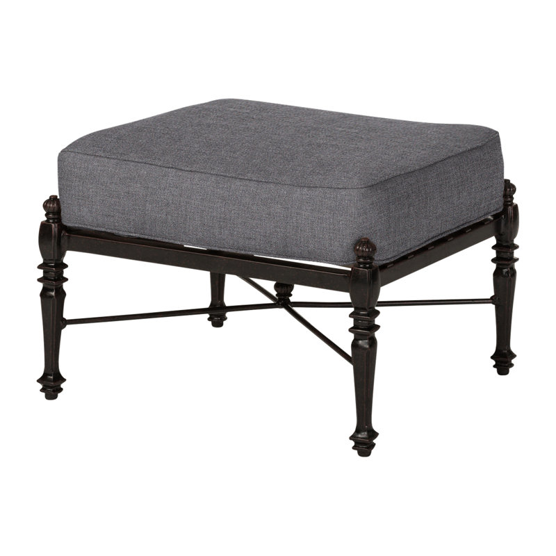 Grand Terrace Outdoor Ottoman, Cast Slate Sunbrella® Plainweave, Vintage