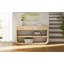 Console moderne courbée avec 3 tiroirs à fermeture en douceur et 2 tablettes ouvertes, base en bois massif, table de vestibule pour le vestibule du salon-2105649932