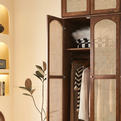 Armoire-penderie en rotin à grande capacité