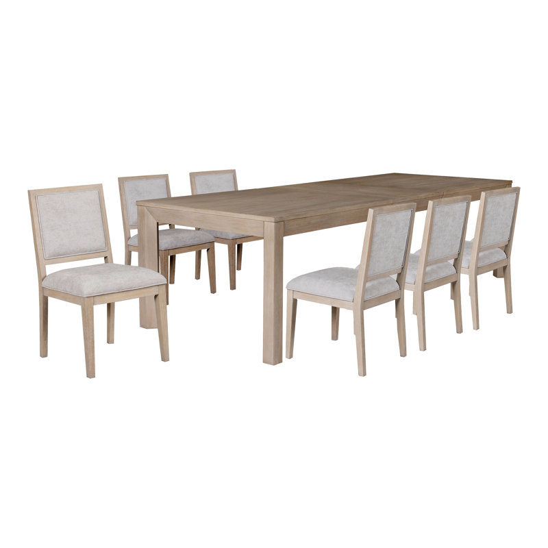 Ensemble de table de salle à manger 7 pièces Schell, Naturel, 7 pièces : table, 6 chaises