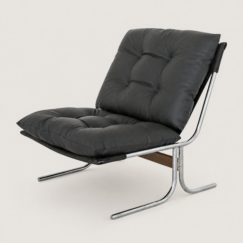 Fauteuil d'appoint moderne en similicuir de 28,44 po de largeur, Noir