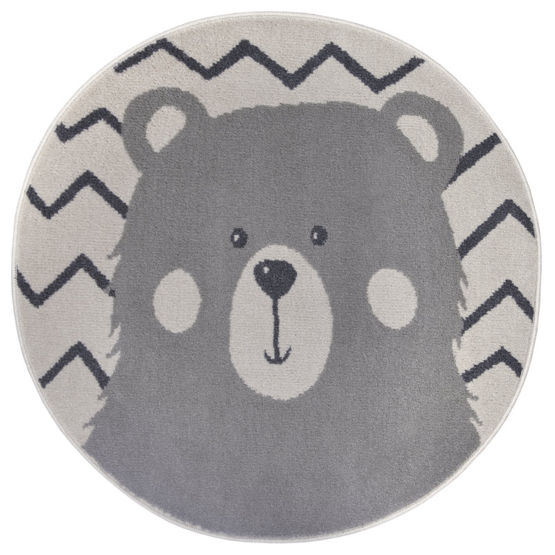 Adventures Children Grey Rug, Round 100cm