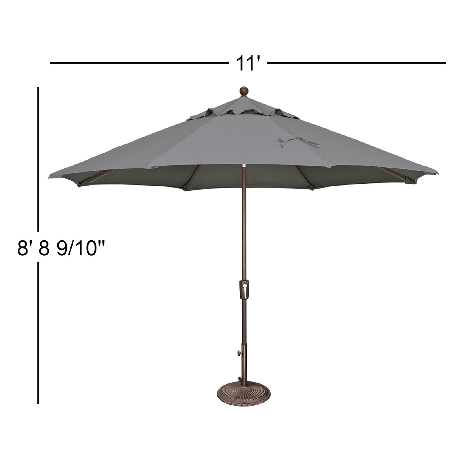 132'' Sunbrella® Outdoor Umbrella, Bronze, Canvas Charcoal Sunbrella® Canvas