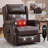 Brown Faux Leather Manual Massage Recliner - 8 Vibrating Nodes, 3 Modes, Heavy-Duty-1004032736