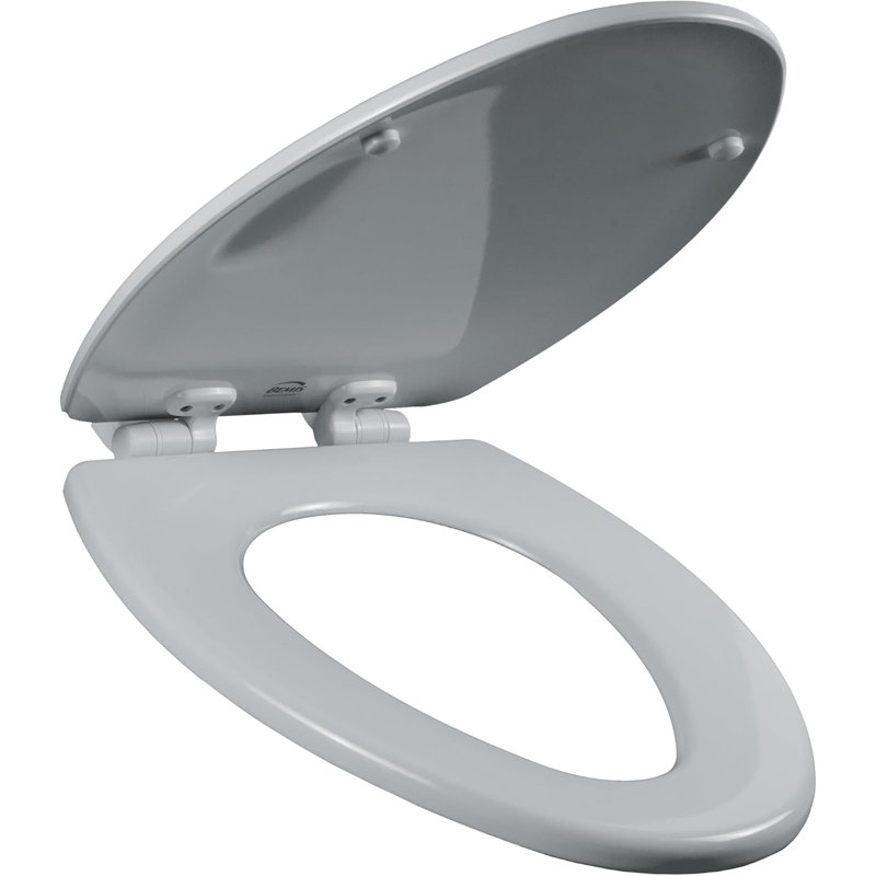 Modern Wood Toilet Seat With Decorative Edge, Slow Close, Secure Hinges, Made In USA, Elongated, White