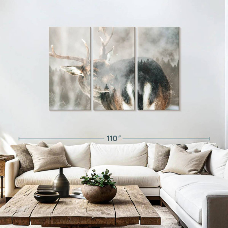 Winter Forest Deer, 48" H x 74" W